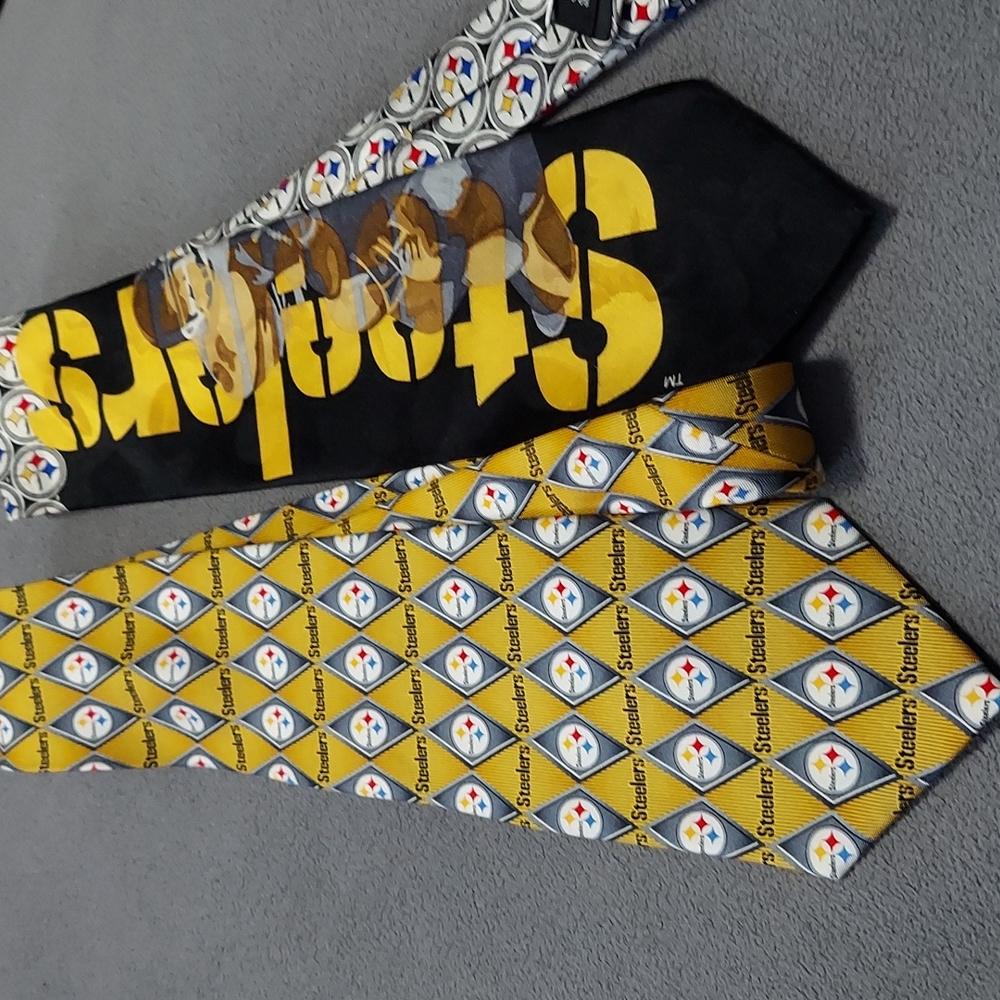 Pittsburgh Steelers, lot of 2 ties, both with the NFL logo for Authenticity.